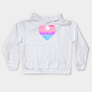 Catgender waterscape subtle heart Kids Hoodie